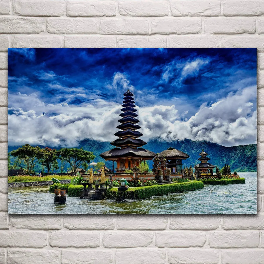 lake Beratan Bali Indonesia Scenic Building Diamond Painting Mosaic 5D Diy Handmade Embroidery Kit Full Square Round Drill | Дом и сад