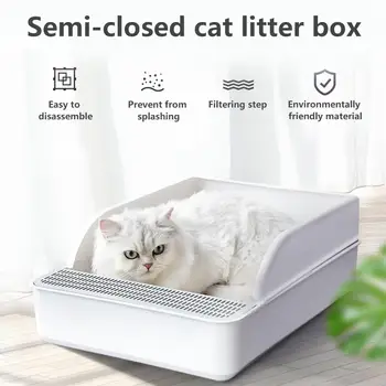 High Quality Cat Litter Box Splash Resistance Semi-Enclosed Deodorant Cat Toilet Pan with Shovel for Cats Small Dogs 20E
High Quality Cat Litter Box Splash Resistance Semi-Enclosed Deodorant Cat Toilet Pan with Shovel for Cats Small Dogs 20E