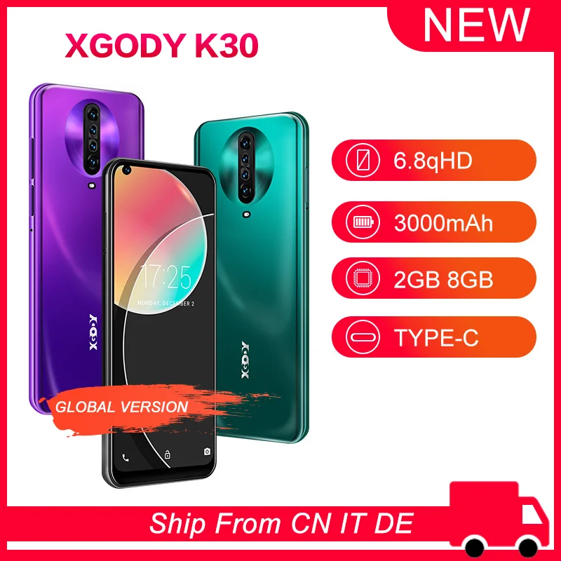 XGODY Android смартфон 1 Гб 8 Celulars 6 дюймов qHD экран MTK6580 четырехъядерный 3000 мАч GPS Wifi 3G