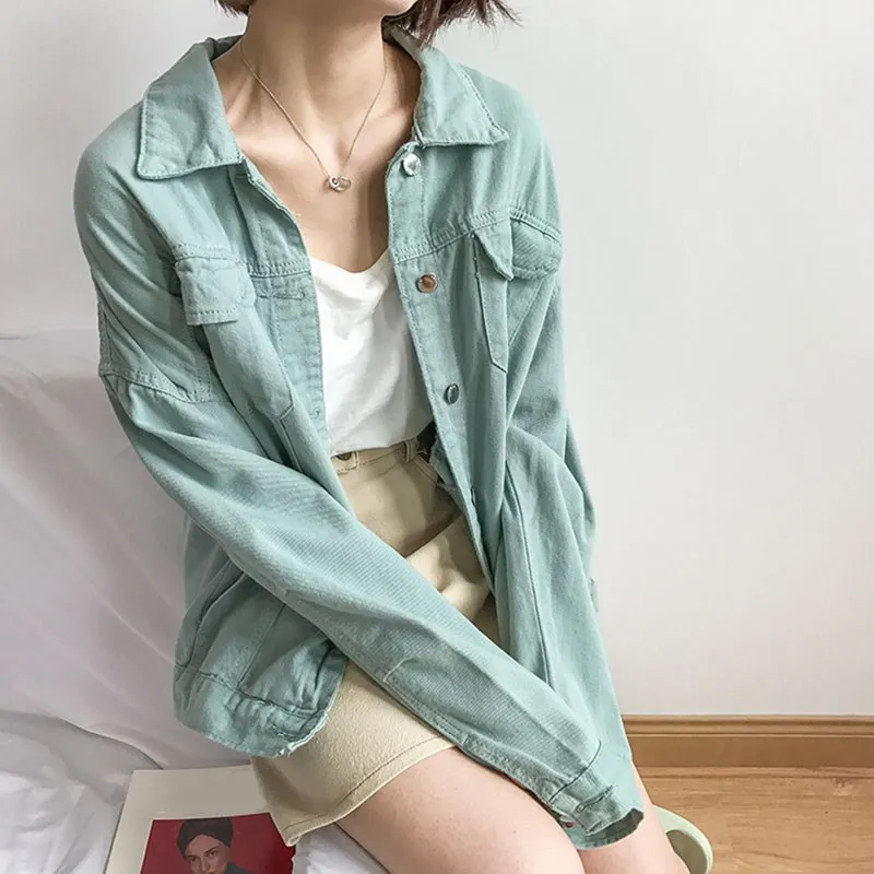 Jean Denim Korean Women Jackets Long Sleeve Candy Color Jacket Femme Casual Basic Coats
Jean Denim Korean Women Jackets Long Sleeve Candy Color Jacket Femme Casual Basic Coats