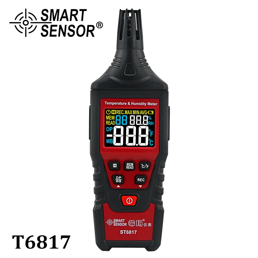 Handheld Thermometer Temperature Humidity Meter LCD Digital Hygro-thermometer Hygrometer Meter High Accuracy Gauge Tester ST6817
Handheld Thermometer Temperature Humidity Meter LCD Digital Hygro-thermometer Hygrometer Meter High Accuracy Gauge Tester ST6817