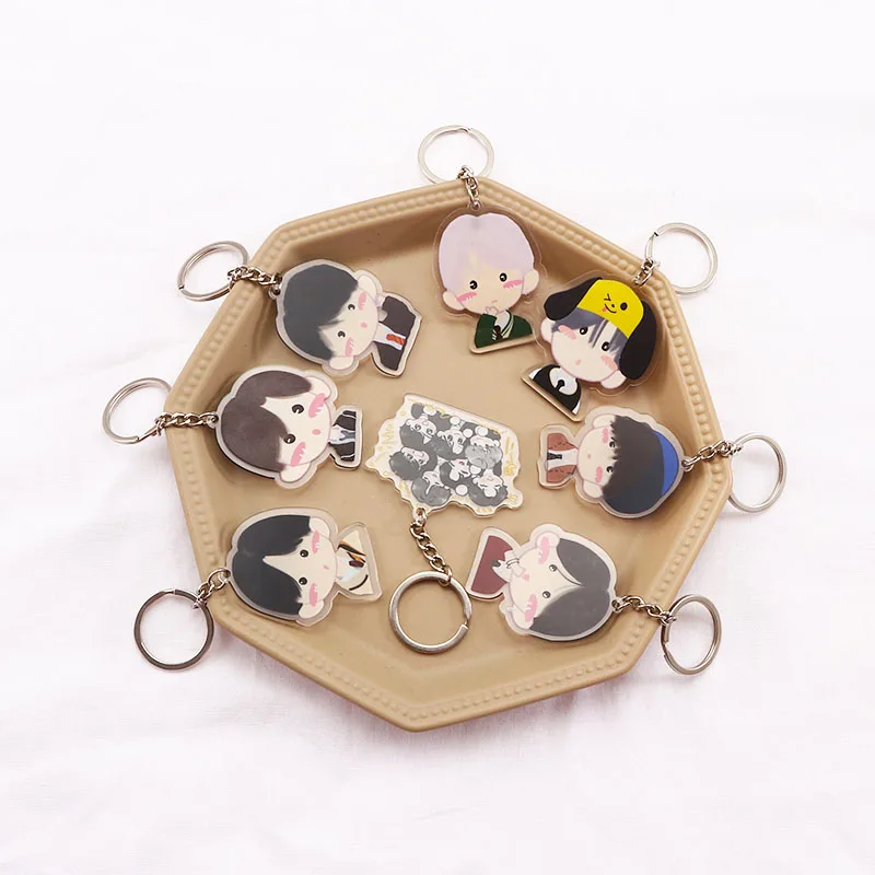 

Kpop Keychain Bangtan Boys Keyring Cute JUNG KOOK V SUGA JHOPE JIMIN JIN RM Album Keychains Acrylic Key Holder Accessories