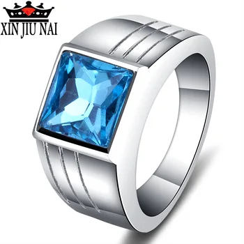 Men's Fashion Ring Square Navy Blue Zircon Broadband Men's Ring Wedding Anniversary Jewelry Party, Exquisite Gift Ring Jewelry 
Men's Fashion Ring Square Navy Blue Zircon Broadband Men's Ring Wedding Anniversary Jewelry Party, Exquisite Gift Ring Jewelry