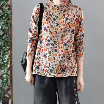 2020 Spring Vintage Small Follower Printed Sweater High Collar Long-sleeved Top Bottomed Retro Pullovers For Women
2020 Spring Vintage Small Follower Printed Sweater High Collar Long-sleeved Top Bottomed Retro Pullovers For Women