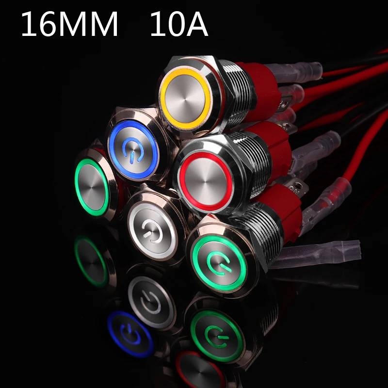 16mm10A large current Self-Locking/Self recovery Waterproof Metal Push LED light Button Switch 3/6/12/24/220V Red Blue Green
16mm10A large current Self-Locking/Self recovery Waterproof Metal Push LED light Button Switch 3/6/12/24/220V Red Blue Green