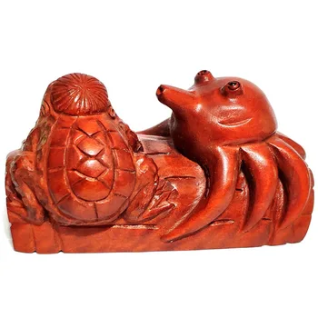 Q4286 - 2" Hand Carved Japanese Boxwood Netsuke : Ka ppa and Octopus 
Q4286 - 2" Hand Carved Japanese Boxwood Netsuke : Ka ppa and Octopus