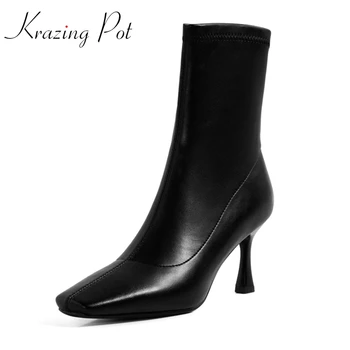 Krazing Pot French romantic square toe high heel Chelsea boots concise design solid mature young lady leisure ankle boots L78
Krazing Pot French romantic square toe high heel Chelsea boots concise design solid mature young lady leisure ankle boots L78