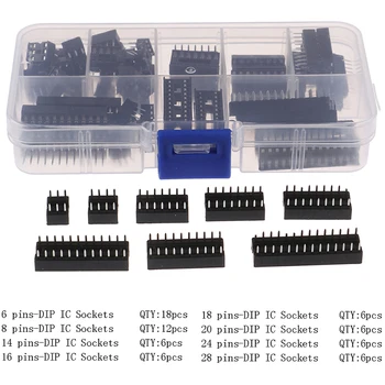 DIP IC Sockets Solder Type Socket Kit 6/8/14/16/18/20/24/28 Pin Terminals 66Pcs/Box
DIP IC Sockets Solder Type Socket Kit 6/8/14/16/18/20/24/28 Pin Terminals 66Pcs/Box