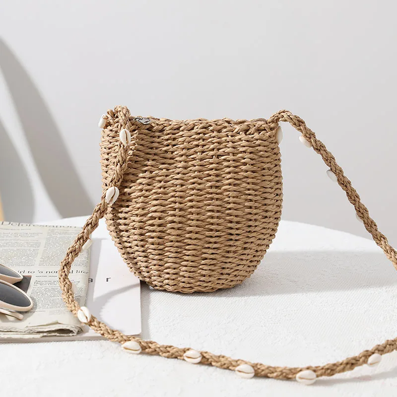 

Straw small bag women 2021 new one-shoulder messenger shell straw bag woven bag wild seaside vacation beach bag