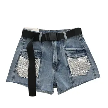 2020 Fashion sequins women denim shorts High waist zipper pockets female loose jeans short Streetwear ladies shorts r151
2020 Fashion sequins women denim shorts High waist zipper pockets female loose jeans short Streetwear ladies shorts r151