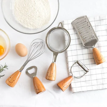 1/11PCS Kitchen Gadget Sets Stainless Steel Eggbeater Smiley Wooden Handle Bottle Opener Separator Fruit Grater Home Cooking Kit 
1/11PCS Kitchen Gadget Sets Stainless Steel Eggbeater Smiley Wooden Handle Bottle Opener Separator Fruit Grater Home Cooking Kit