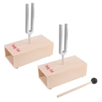 Pair of Aluminum Alloy Tuning Forks (440Hz) in Wood Bases for physics experiments with mallet and bases 
Pair of Aluminum Alloy Tuning Forks (440Hz) in Wood Bases for physics experiments with mallet and bases