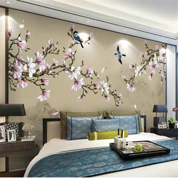 Customized large-scale murals new Chinese style hand painted magnolia flowers and birds green background wallpaper
Customized large-scale murals new Chinese style hand painted magnolia flowers and birds green background wallpaper