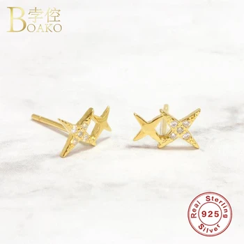 Real 925 Silver Earrings For Women Gold Double Star Earrings Girl Ear Bone Piercing Earring Female Zircon Starry aretes K5
Real 925 Silver Earrings For Women Gold Double Star Earrings Girl Ear Bone Piercing Earring Female Zircon Starry aretes K5