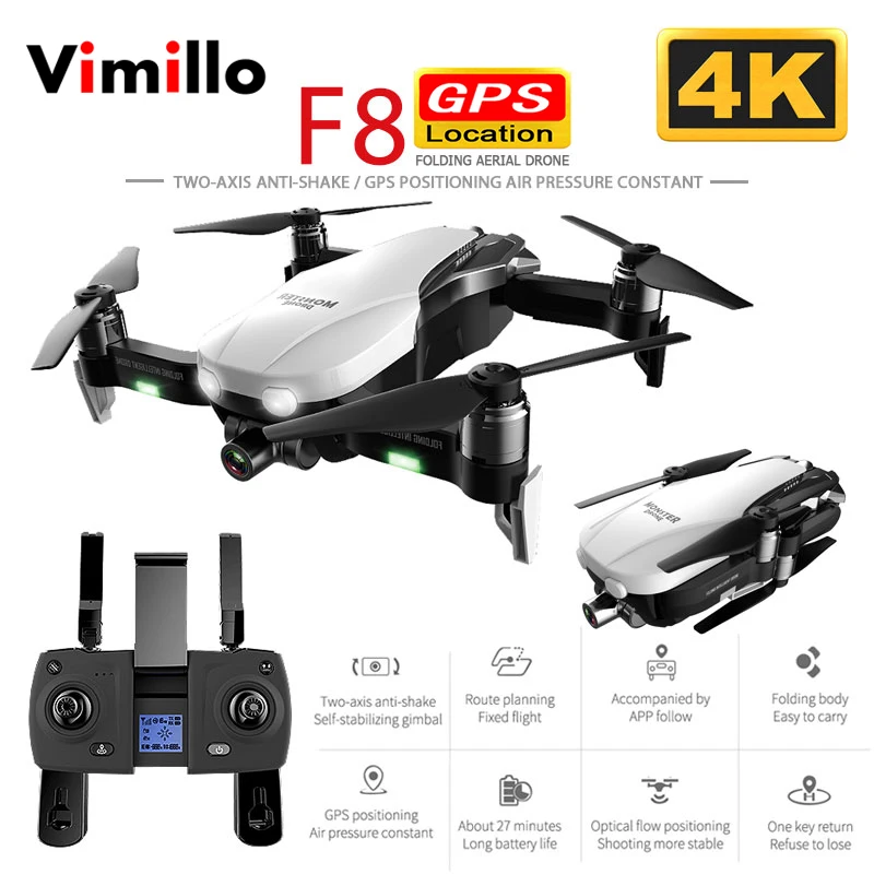 Vimillo F8 GPS Drone with 1080P 4K Camera Two-axis Anti-shake Self-stabilizing Gimbal Wifi FPV Brushless Quadcopter VS SG906 Pro
Vimillo F8 GPS Drone with 1080P 4K Camera Two-axis Anti-shake Self-stabilizing Gimbal Wifi FPV Brushless Quadcopter VS SG906 Pro