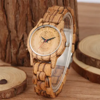 Brown Wooden Women Watch Quartz Movement Carving Flower Skull Display Wooden Bangle Watch for Ladies Folding Clasp Female Clock
Brown Wooden Women Watch Quartz Movement Carving Flower Skull Display Wooden Bangle Watch for Ladies Folding Clasp Female Clock