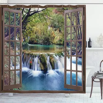 Forest Green Waterfall Shower Curtain Wide Waterfall Deep Down The Forest Seen from a City Window Epic Surreal Print
Forest Green Waterfall Shower Curtain Wide Waterfall Deep Down The Forest Seen from a City Window Epic Surreal Print