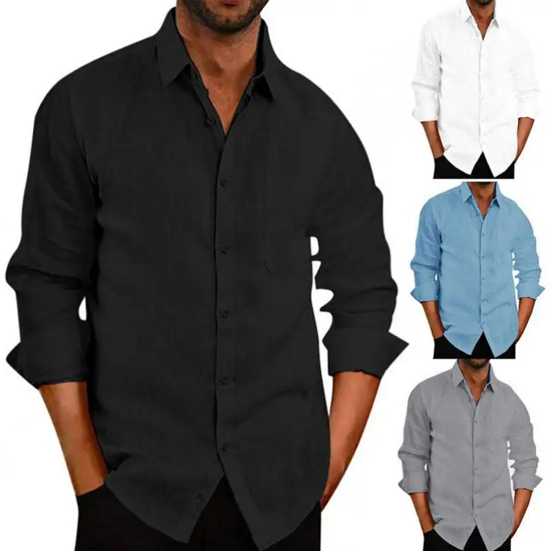 New hot sale summer men's lapel solid color long-sleeved button shirt casual fashion men's linen shirt men's clothing
New hot sale summer men's lapel solid color long-sleeved button shirt casual fashion men's linen shirt men's clothing