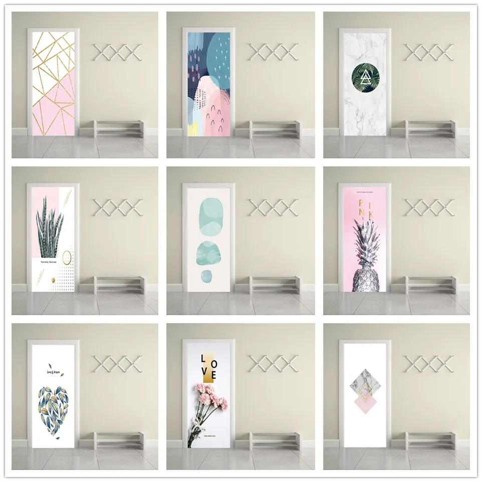 

Simple Stylish Door Stickers For Living Room Bedroom Home Decor Wallpaper On The Doors Self-adhesive Removable Vinyl Renew Mural