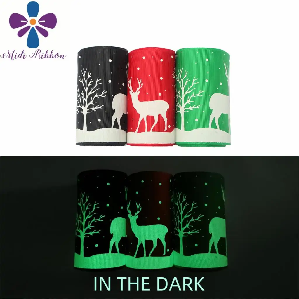 3"75mm White Ink Printing Glow in the Dark Cartoon Elk Tree Printed Solid Color Grosgrain Ribbon Snow DIY Christmas 50yards/roll
3"75mm White Ink Printing Glow in the Dark Cartoon Elk Tree Printed Solid Color Grosgrain Ribbon Snow DIY Christmas 50yards/roll