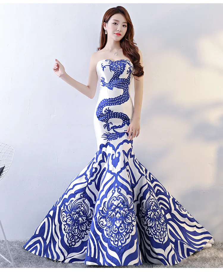 blue traditional wedding dress