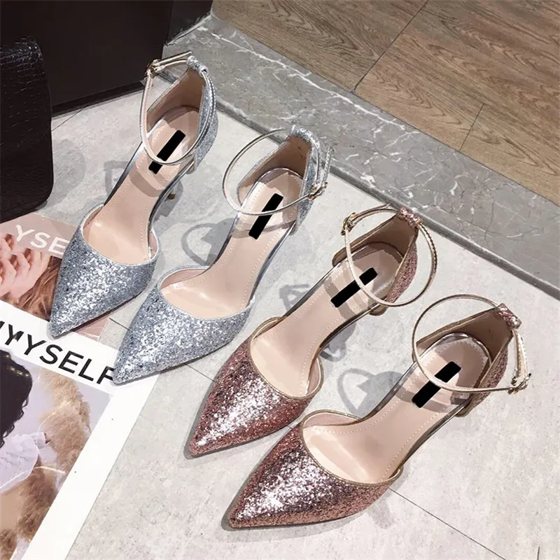 Sexy High Heels Sequined Bling Shinning Glitter Luxury Woman Spring Summer Ankle Strap Pointed Toe Pumps Wedding Party Shoes New
Sexy High Heels Sequined Bling Shinning Glitter Luxury Woman Spring Summer Ankle Strap Pointed Toe Pumps Wedding Party Shoes New