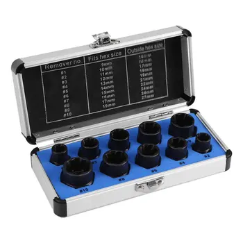 Bolts And Water Pipe Extractor Set High-grade Ten-piece Broken Nut Bolt Extractor Socket Hex Nut Removal Tool
Bolts And Water Pipe Extractor Set High-grade Ten-piece Broken Nut Bolt Extractor Socket Hex Nut Removal Tool