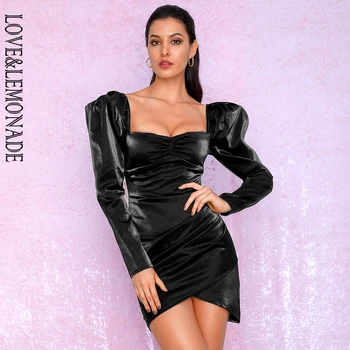 LOVE&LEMONADE Black Sexy Square Collar Bubble Long Sleeve Reflective Material Party Mini Dress LM81982
LOVE&LEMONADE Black Sexy Square Collar Bubble Long Sleeve Reflective Material Party Mini Dress LM81982