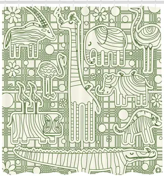Ostrich Shower Curtain Hippo Cheetah Rhinoceros Elephant Giraffe in Fractal Children Print Cloth Fabric Bathroom Decor
Ostrich Shower Curtain Hippo Cheetah Rhinoceros Elephant Giraffe in Fractal Children Print Cloth Fabric Bathroom Decor