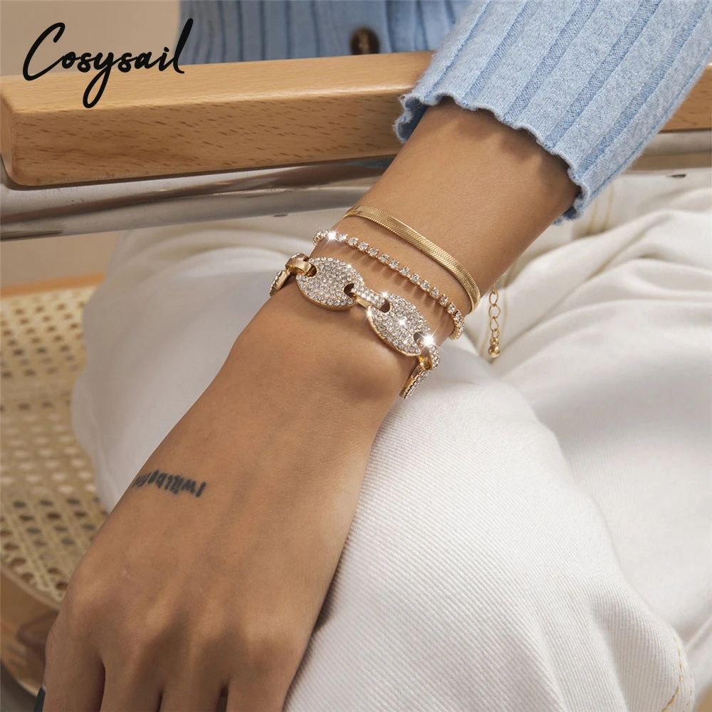 Cosysail 3Pcs/Set Shiny Rhinestone Chain Bracelet Set Crystal Cuban Bangle Bracelet for Women Lced Out Chain Bracelet Jewelry
Cosysail 3Pcs/Set Shiny Rhinestone Chain Bracelet Set Crystal Cuban Bangle Bracelet for Women Lced Out Chain Bracelet Jewelry