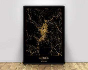 Medellin Colombia Black&Gold City Light Maps Custom World City Map Posters Canvas Prints Nordic Style Wall Art Home Decor
Medellin Colombia Black&Gold City Light Maps Custom World City Map Posters Canvas Prints Nordic Style Wall Art Home Decor