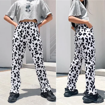 New Casual Elastic High Waist Milk Cow Print Pants Women Harajuku Streetwear Straight Loose Joggers Trousers Pants 
New Casual Elastic High Waist Milk Cow Print Pants Women Harajuku Streetwear Straight Loose Joggers Trousers Pants