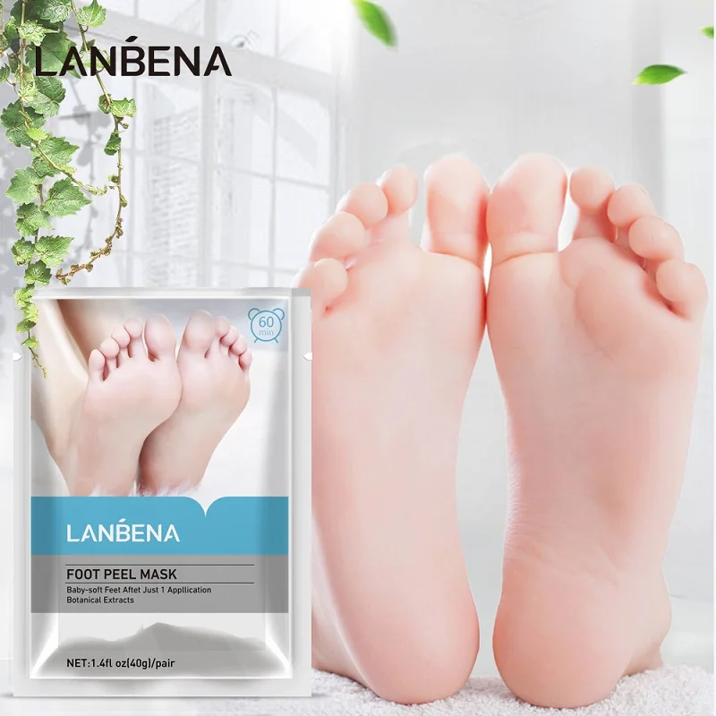 

LANBENA Foot Peel Mask Exfoliating Remove Dead Skin Calluses Crack Peeling Cuticles Heel Only One Pair Moisturizing Feet Care