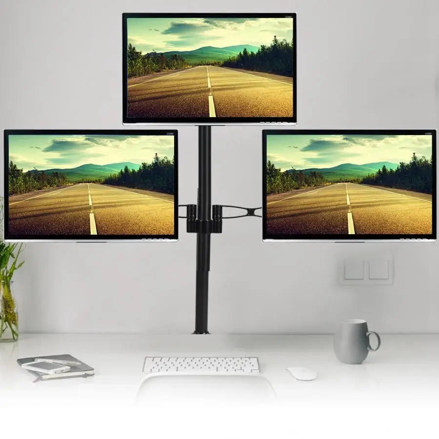 Triple Monitors Desk Mount Stand Mount 360 Rotation Fits for 3 Screens 10" to 27" Aluminium Alloy computer monitor holder
Triple Monitors Desk Mount Stand Mount 360 Rotation Fits for 3 Screens 10" to 27" Aluminium Alloy computer monitor holder