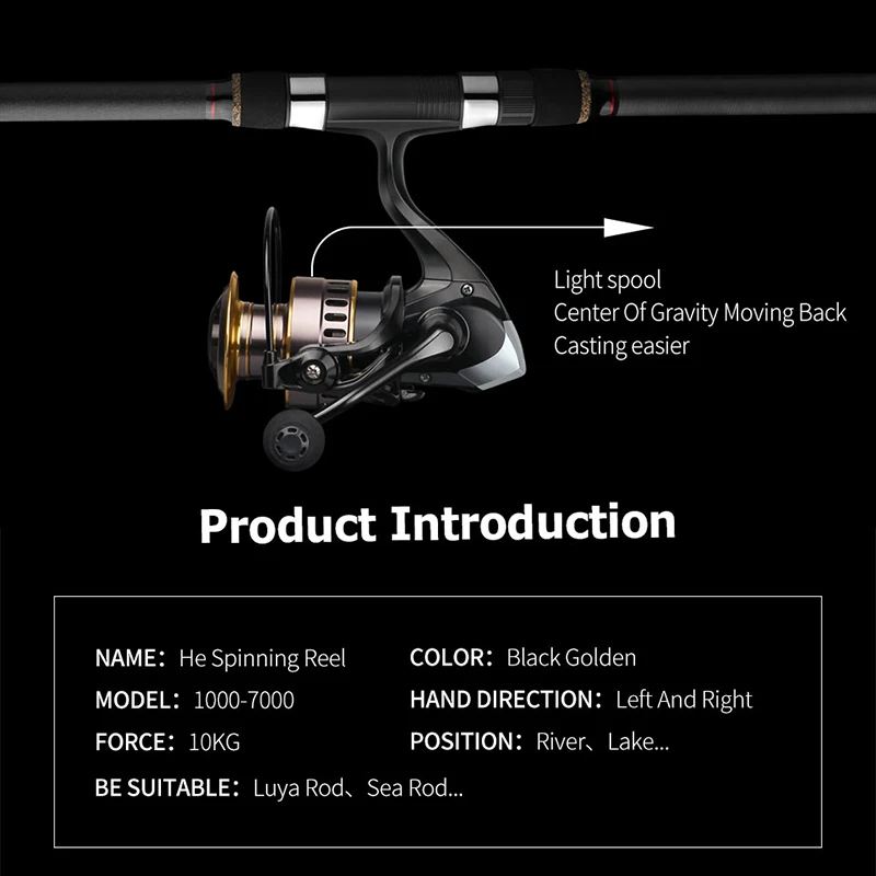 Reel - High Speed Fishing Reel Max Drag 10kg 5.2:1 High Speed Metal Spool Spinning Reel