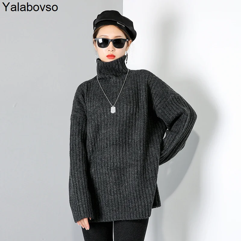 2020 Winter New High Neck Pullover Solid Color Sweater Fashion Large Elastic Clothes Gray Black Thick Warm Tops Female
2020 Winter New High Neck Pullover Solid Color Sweater Fashion Large Elastic Clothes Gray Black Thick Warm Tops Female