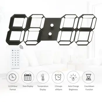 LED 3D Large Black Shell Digital Wall Clock 200-240V EU Plug with Remote Control for Living Room Bathroom Kitchen
LED 3D Large Black Shell Digital Wall Clock 200-240V EU Plug with Remote Control for Living Room Bathroom Kitchen