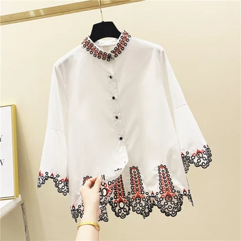 2020 Spring Loose-Fit Ruffle Shirt Women Fashion Embroidered Bell-Sleeve Blouses Doll Shirt Girls Ladies White Blouse Women Tops
2020 Spring Loose-Fit Ruffle Shirt Women Fashion Embroidered Bell-Sleeve Blouses Doll Shirt Girls Ladies White Blouse Women Tops