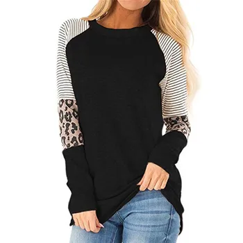 Female T-Shirt Women Stripe Leopard Patchwork Casual Tops Shirt Tees Feminino Long Sleeve O-neck Autumn Clothes Chemise Femme
Female T-Shirt Women Stripe Leopard Patchwork Casual Tops Shirt Tees Feminino Long Sleeve O-neck Autumn Clothes Chemise Femme