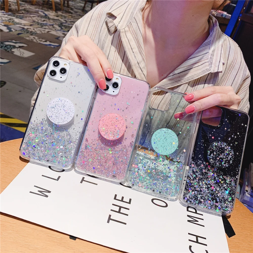 

Stretch Stand Phone Case For Samsung A9 A7 2018 Glitter A6 Plus A8 A60 A30 A20 A50 A40 A10 A2 A70 A80 A90 A51 A71 A81 A91 Case