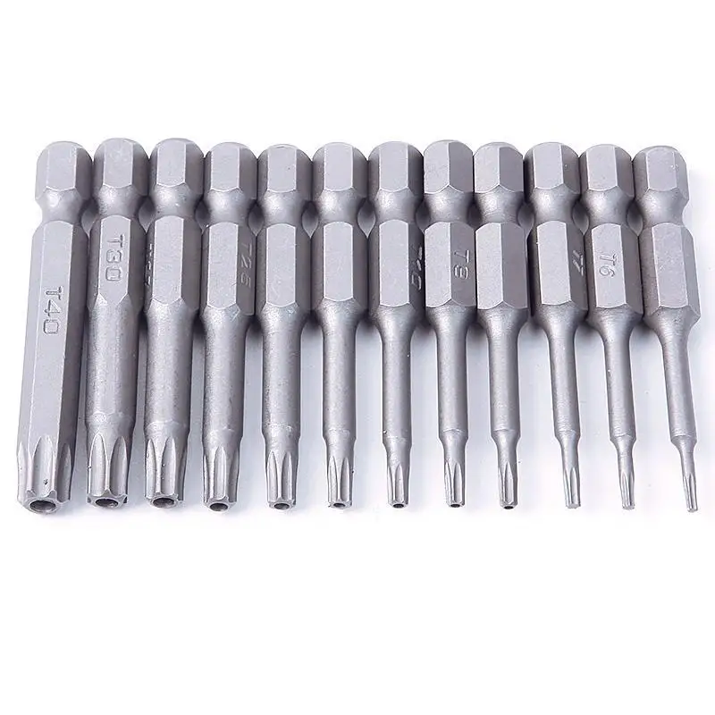 

12Pcs 50mm 1/4inch Hex Torx Head Screw Driver Bits Magnetic T5-T40 Useful New