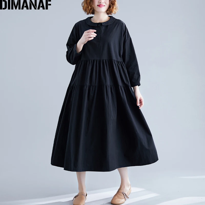 DIMANAF Plus Size Women Dress Loose A-Line Pleated Female Vestidos Lady Elegant Long Sleeve Dresses Solid 2019 Autumn Clothing
DIMANAF Plus Size Women Dress Loose A-Line Pleated Female Vestidos Lady Elegant Long Sleeve Dresses Solid 2019 Autumn Clothing