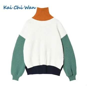Kai Chi Wan retro contrast thickened sweater women's loose Slouchy high neck pullover in autumn and winter
Kai Chi Wan retro contrast thickened sweater women's loose Slouchy high neck pullover in autumn and winter