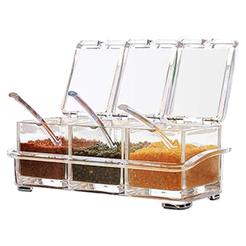 Transparent Seasoning Rack Spice Pots - 3 Piece Seasoning Box - Storage Container Condiment Jars with Cover and Spoon
Transparent Seasoning Rack Spice Pots - 3 Piece Seasoning Box - Storage Container Condiment Jars with Cover and Spoon