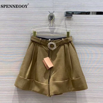 SPENNEOOY Designer Custom Runway Autumn Female Brown Loose Shorts Women Diamonds Belt Pockets Fashion Elegant Office Shorts
SPENNEOOY Designer Custom Runway Autumn Female Brown Loose Shorts Women Diamonds Belt Pockets Fashion Elegant Office Shorts