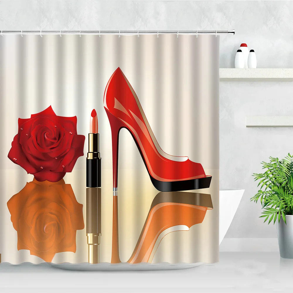 Водонепроницаемые занавески для душа на высоком каблуке, комплект из штор с красной розой, цветами и помадой, модный подарок для женщин, домашний декор для ванной комнаты на День святого Валентина
Водонепроницаемые занавески для душа на высоком каблуке, комплект из штор с красной розой, цветами и помадой, модный подарок для женщин, домашний декор для ванной комнаты на День святого Валентина