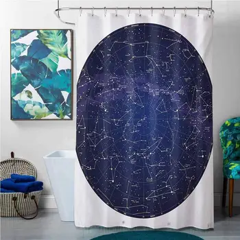 

Shower Curtains for Bathroom Art Constellation,High Detailed Sky Map of Northern Hemisphere with Names of Stars,Blue Cream