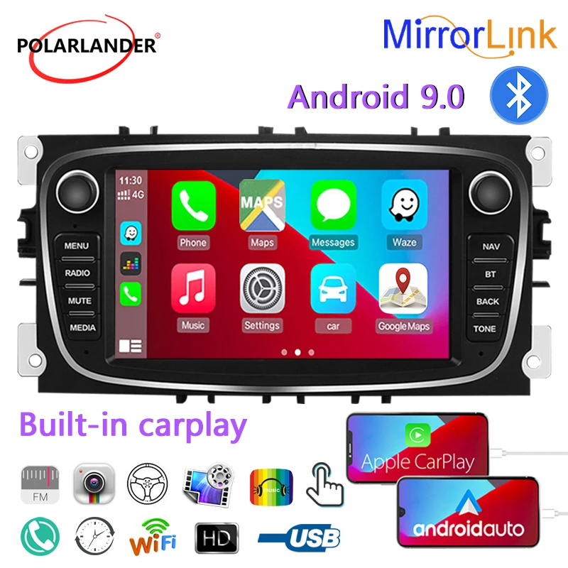 Multimedia Player Car Radio 2 Din 7" Android 9 WIFI Bluetooth GPS FM Built-in Carplay For Ford/Focus/S-Max/Mondeo 9/GalaxyC-Max
Multimedia Player Car Radio 2 Din 7" Android 9 WIFI Bluetooth GPS FM Built-in Carplay For Ford/Focus/S-Max/Mondeo 9/GalaxyC-Max