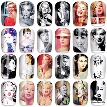 12 feuilles Hollywood star design ongles eau décalcomanies nail art décorations autocollants couverture complète ongles enveloppes marilyn monroe(China)