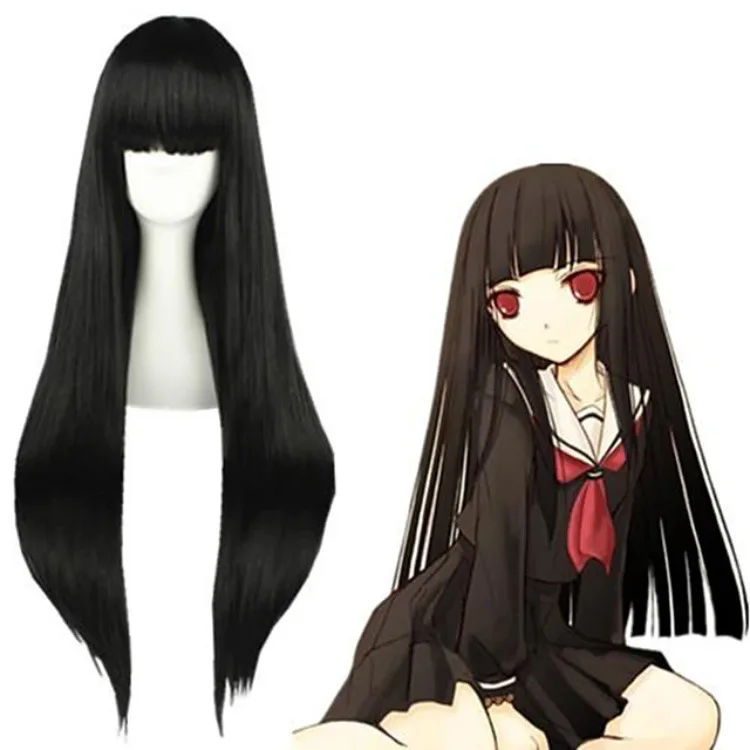 

Ye's Anime Hell Girl Enma Ai Wig Cosplay Costume Jigoku Shoujo Mitsuganae Long Black Hair Halloween Party Wigs